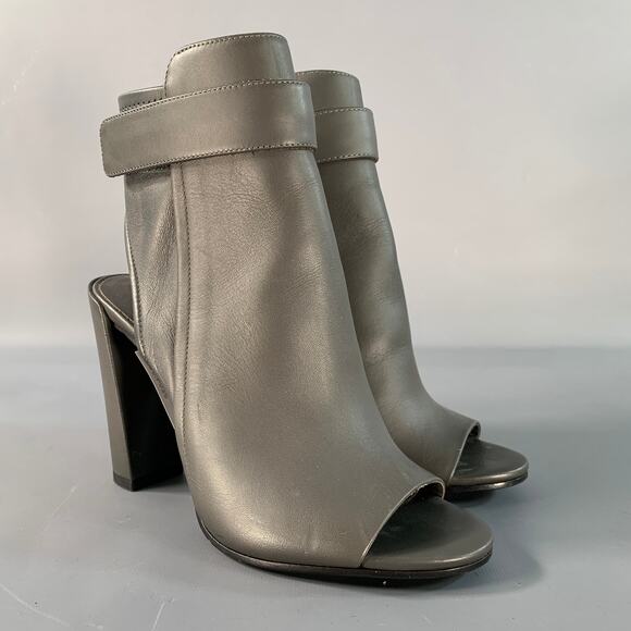 VINCE Size 6 Grey Leather Peep Toe Boots - Picture 1 of 8